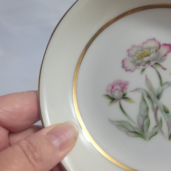 FOUR Mikado Harmony Fruit Bowls Cream Rim Pink Floral Center - Picture 7 of 14
